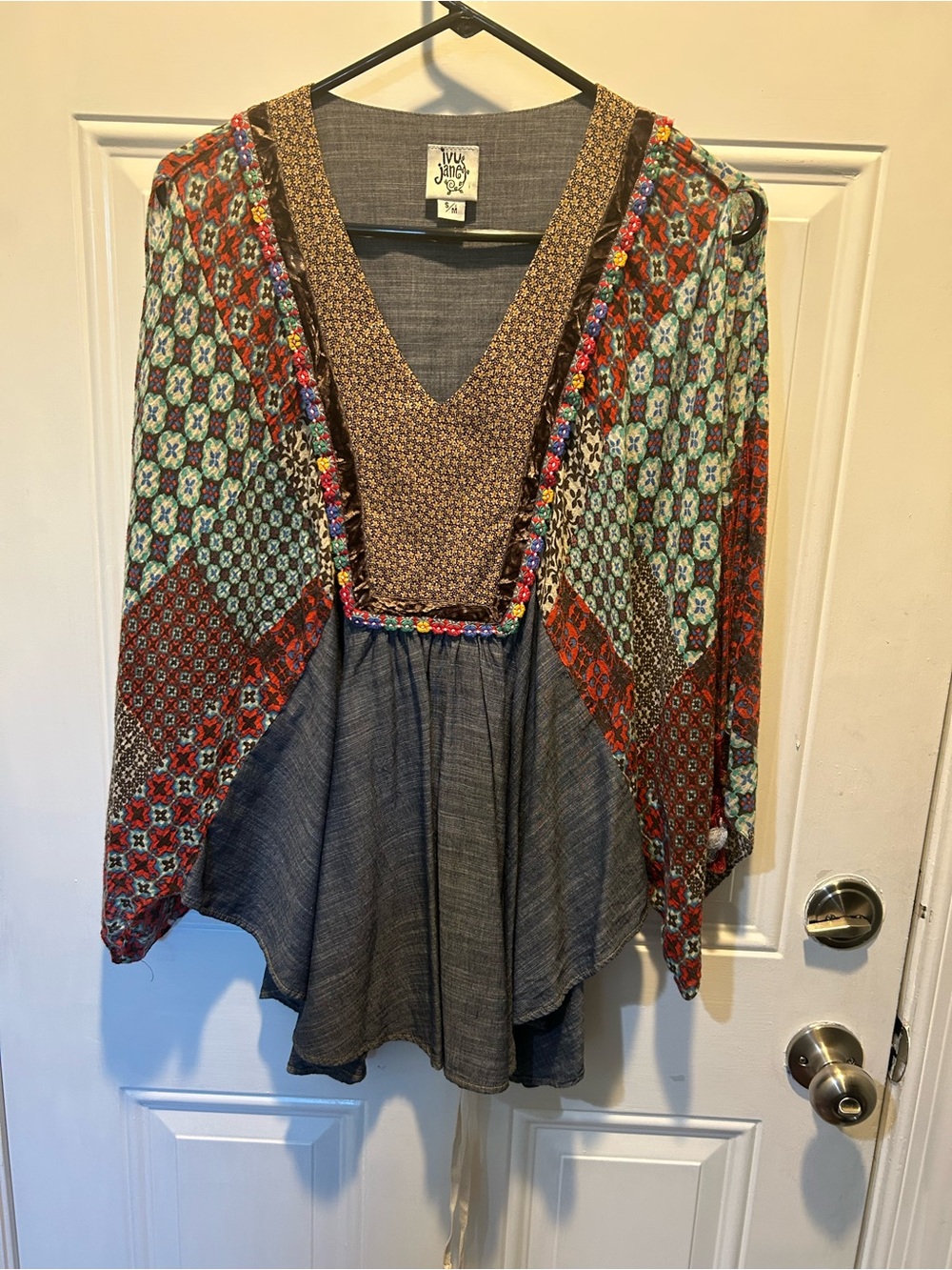 Ivy Jane  Multicolor Boho Patchwork V-Neck Tunic Sz. S/M